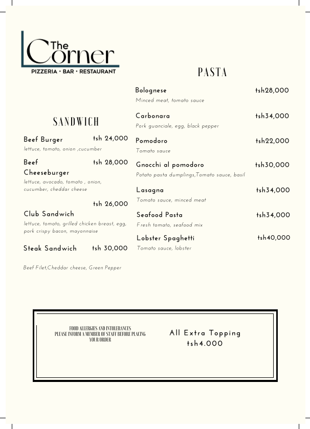 Menu The Corner-3